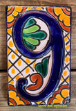 Talavera Tile House Numbers White with yellow dots Design