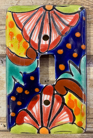 Mexican Talavera Pottery Single Toggle Switch Plate TTSP015
