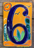 Talavera Tile House Numbers Cactus with Yellow Desert Design