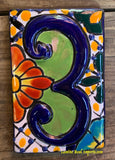 Talavera Tile House Numbers Multi Color Flower Design