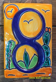 Talavera Tile House Numbers Cactus with Yellow Desert Design