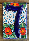 Talavera Tile House Numbers Red Flower Design