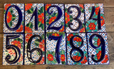 Talavera Tile House Numbers Red Flower Design