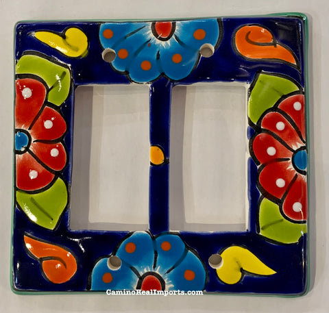 Talavera Pottery Double Rocker Switch Plate TDRSP024
