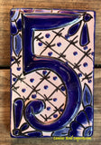 Talavera Tile House Numbers White and Blue Design