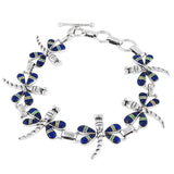 STERLING SILVER DRAGONFLY LINK BRACELET LAPIS TSC065
