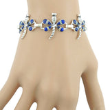 STERLING SILVER DRAGONFLY LINK BRACELET LAPIS TSC065