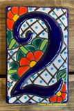 Talavera Tile House Numbers Red Flower Design