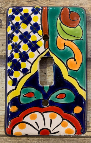 MEXICAN TALAVERA POTTERY SINGLE TOGGLE SWITCH PLATE TTSP010