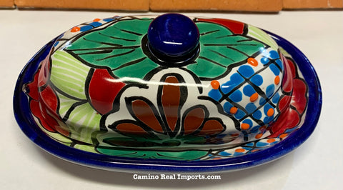 Talavera Pottery Butter Dish Hand Painted TBDMD006