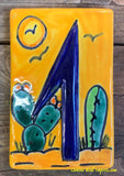 Talavera Tile House Numbers Cactus with Yellow Desert Design