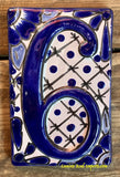 Talavera Tile House Numbers White and Blue Design