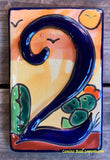 Talavera Tile House Numbers Cactus with Blue Border Desert Design