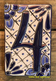 Talavera Tile House Numbers White and Blue Design