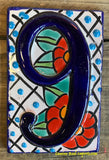Talavera Tile House Numbers Red Flower Design