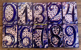 Talavera Tile House Numbers White and Blue Design