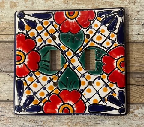 Talavera Pottery Double Toggle Switch Plate TTSPDB005