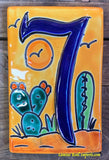 Talavera Tile House Numbers Cactus with Yellow Desert Design