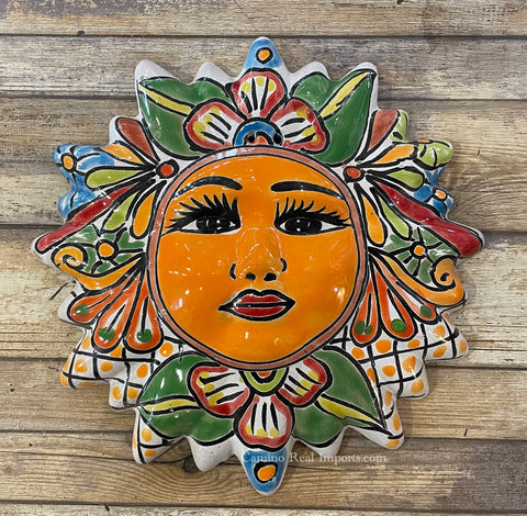 Mexican Wall Hanging Talavera Pottery Sun Face 9 1/2" TSM10021
