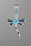 Sterling Silver Spiny Black Onix and Opal Dragonfly Pendant STSP0018