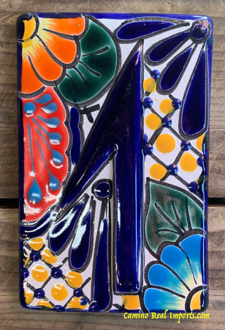 Talavera Tile House Numbers Multi Color Flower Design