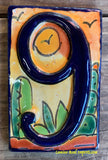 Talavera Tile House Numbers Cactus with Blue Border Desert Design