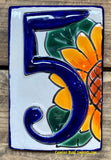 Talavera Tile House Numbers Sunflower Design