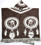 Wool Hoodie Poncho Dream Catcher WOLF - ONE SIZE FITS ALL Serape Gaban GAW002