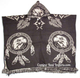 Wool Hoodie Poncho Dream Catcher EAGLE - ONE SIZE FITS ALL Serape Gaban GAE010