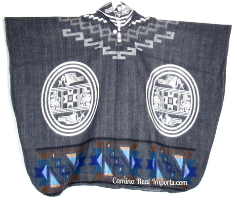 Wool Hoodie Poncho - ONE SIZE FITS ALL Serape Gaban GAE015