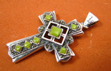 Gaspeite Marcasite Cross Silver Pendant TSC005