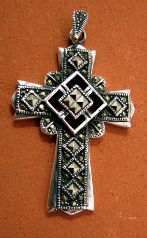 Marcasite Cross Silver Pendant TSC006