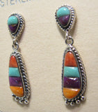 Sterling Silver Multi Stone Inlay Earrings TSC023