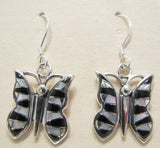 Butterfly Earrings Sterling Silver Black Onix and Mother Pearl Inlay TSC026