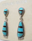 Sterling Silver Turquoise and Black Onix Inlay Earrings TSC027