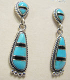 Sterling Silver Turquoise and Black Onix Inlay Earrings TSC027
