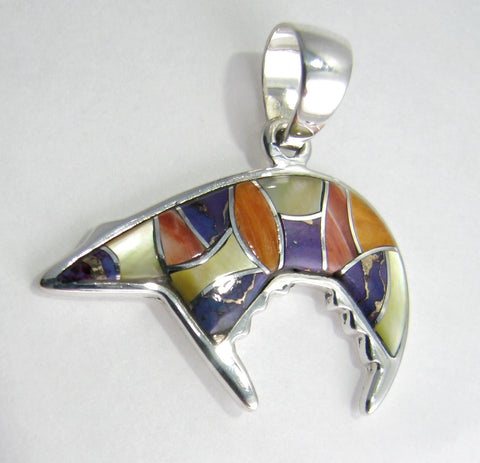 Bear Sterling Silver Pendant with Multi stones TSC053