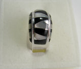 Black onyx and Mother Pearl Ring Sterling Silver   size 6.75 TSC038