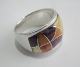 Multi Stone Ring Sterling Silver   size 6.5 TSC036