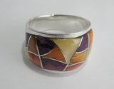 Multi Stone Ring Sterling Silver   size 6.5 TSC036