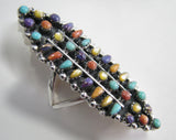 Multi Stone Petit Point Ring Sterling Silver   size 6 TSC048