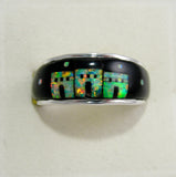 Black onyx and Opal Ring Sterling Silver   size 9 TSC041