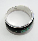 Black onyx and Opal Ring Sterling Silver   size 9 TSC041