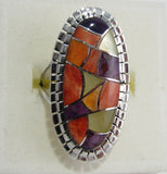 Multi Stone Ring Sterling Silver   size 6.5 TSC044