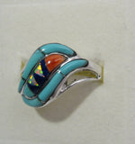 Multi Stone Ring Sterling Silver   size 9 TSC042