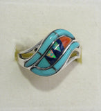 Multi Stone Ring Sterling Silver   size 9 TSC042