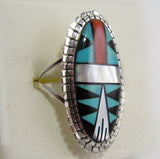 Multi Stone Ring Sterling Silver   size 8 TSC043