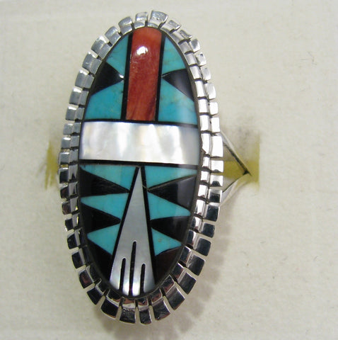 Multi Stone Ring Sterling Silver   size 8 TSC043