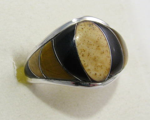 Multi Stone Ring Sterling Silver   size 6 TSC045