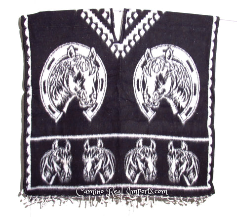 Mexican Poncho Horse Shoe Gaban CaminoRealImports.com